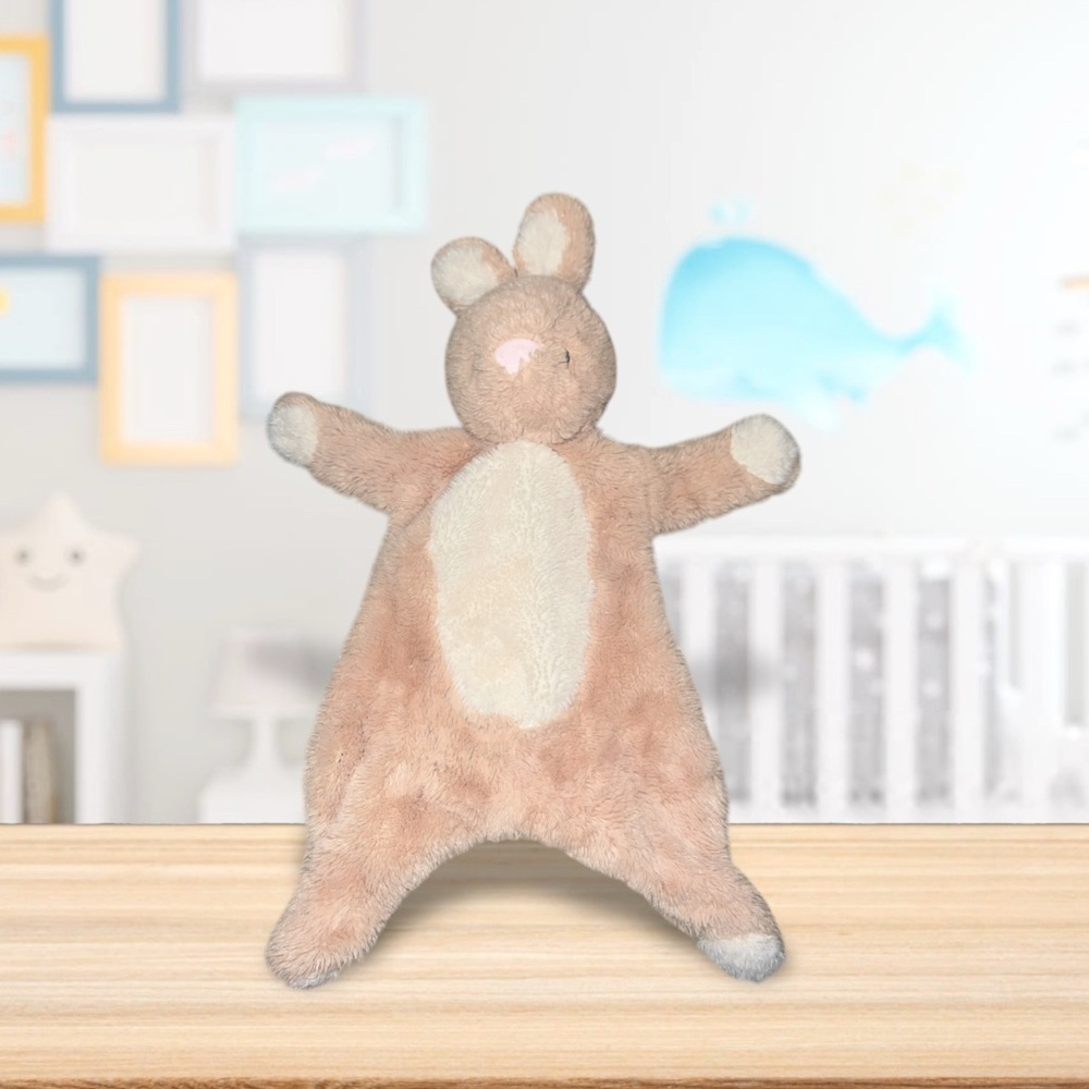 Kellytoy Tan Baby Security Blanket Lovey Bunny Rattle w Crinkle 18" lovey 2019